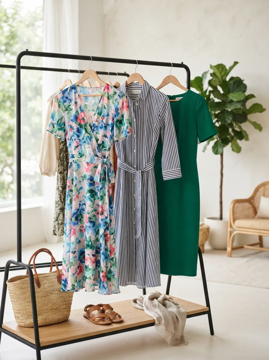 A curated selection of Gibson & Latimer dresses in various styles and prints