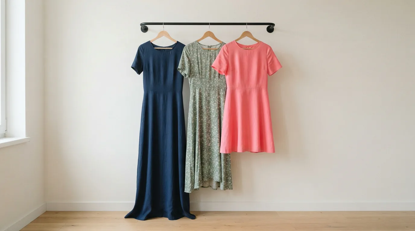 Full-length, midi, and knee-length dresses displayed together
